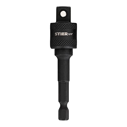 STIER Bit Adapter, 1/4 Zoll Antrieb, Vierkant hohl, Aufnahme von Steckschlüssel-Einsätzen, Stecknüsse, Schnellverschluss-System für Bohrmaschinen und Schrauber geeignet, Stecknuss Adapter