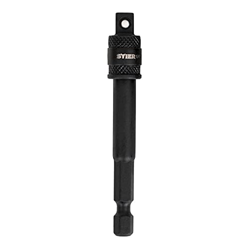 STIER Bit Adapter, 1/4 Zoll Antrieb, Vierkant hohl, Aufnahme von Steckschlüssel-Einsätzen, Stecknüsse, Schnellverschluss-System für Bohrmaschinen und Schrauber geeignet, Stecknuss Adapter