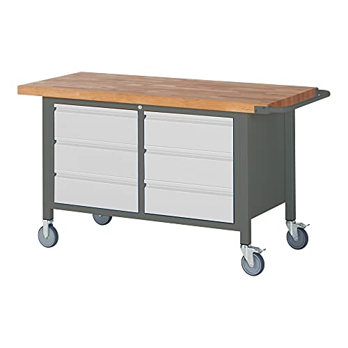 STIER Fahrbare Werkbank Premium mit 6 Schubladen BxTxH 1250x700x880 mm