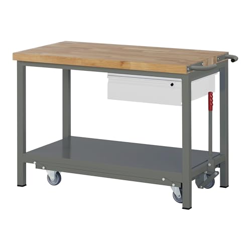 STIER Werkbank Premium mit abs. Fahrgestell und 1 Schublade