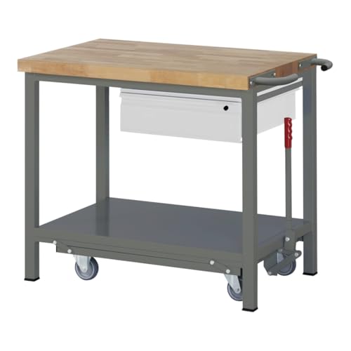 STIER Werkbank Premium mit abs. Fahrgestell und 1 Schublade