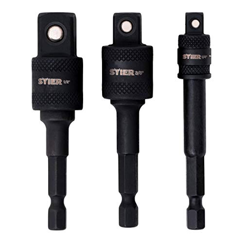 STIER Bit Adapter Satz 3-teilig 1/4 Stecknüsse 3/8 und 1/2 Zoll Steckschlüssel