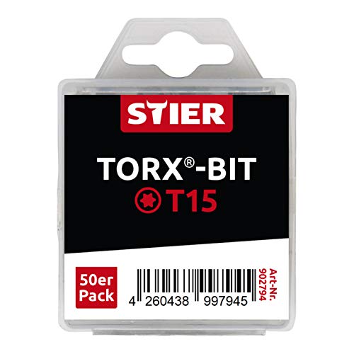 STIER TORX bit bulk pack 50 bits Bits T 15 - T 30 Length 25 mm Professional tool