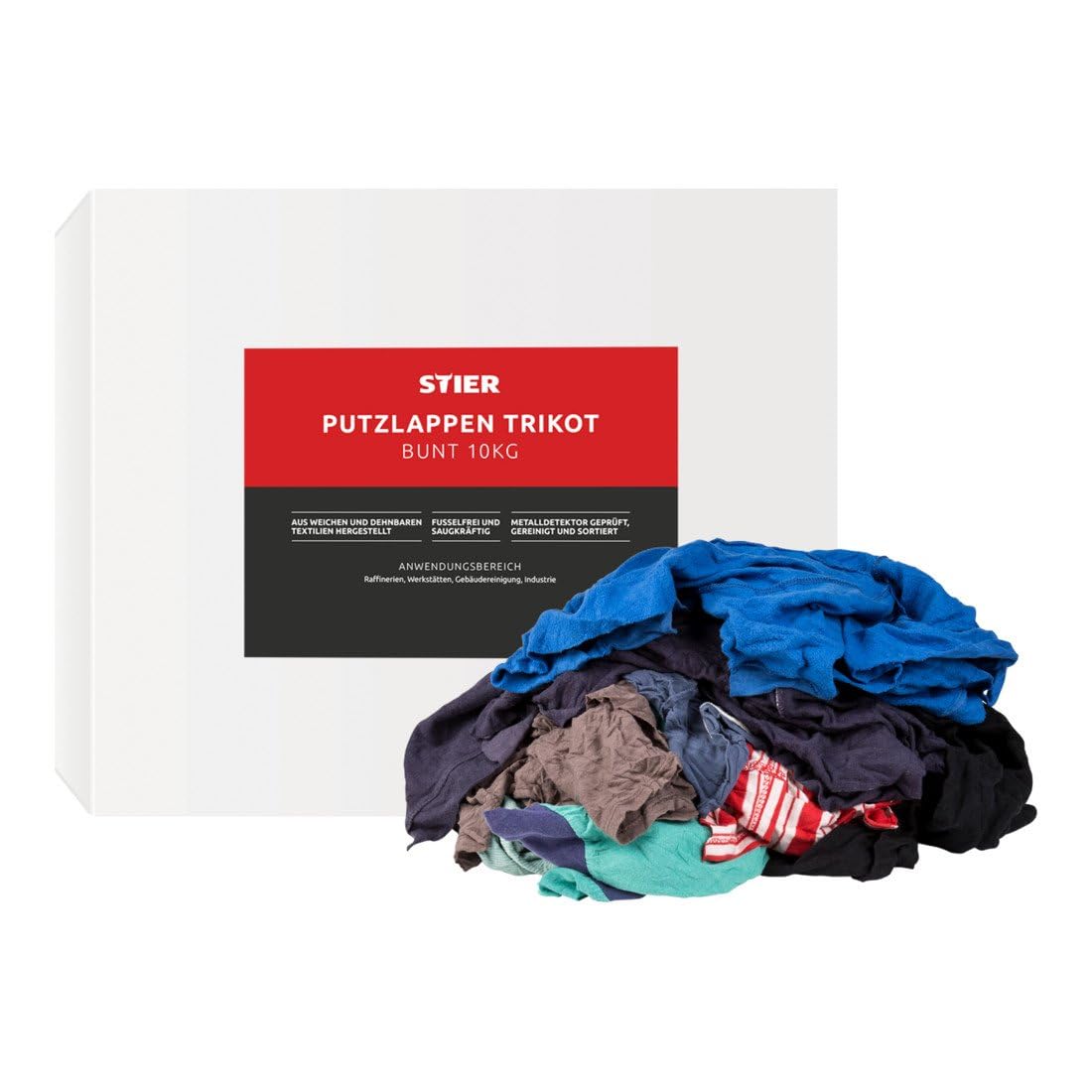 STIER cleaning cloths textile colored cleaning cloths polishing cloths 10 kg jersey