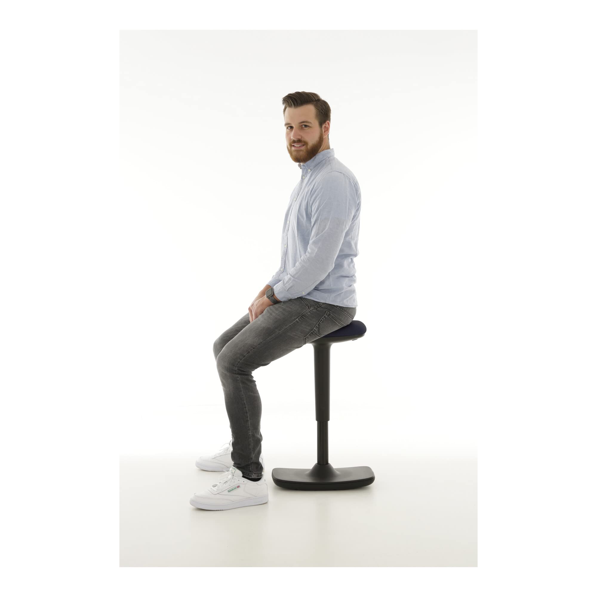 STIER Height-adjustable stool with rocking function upholstery anthracite