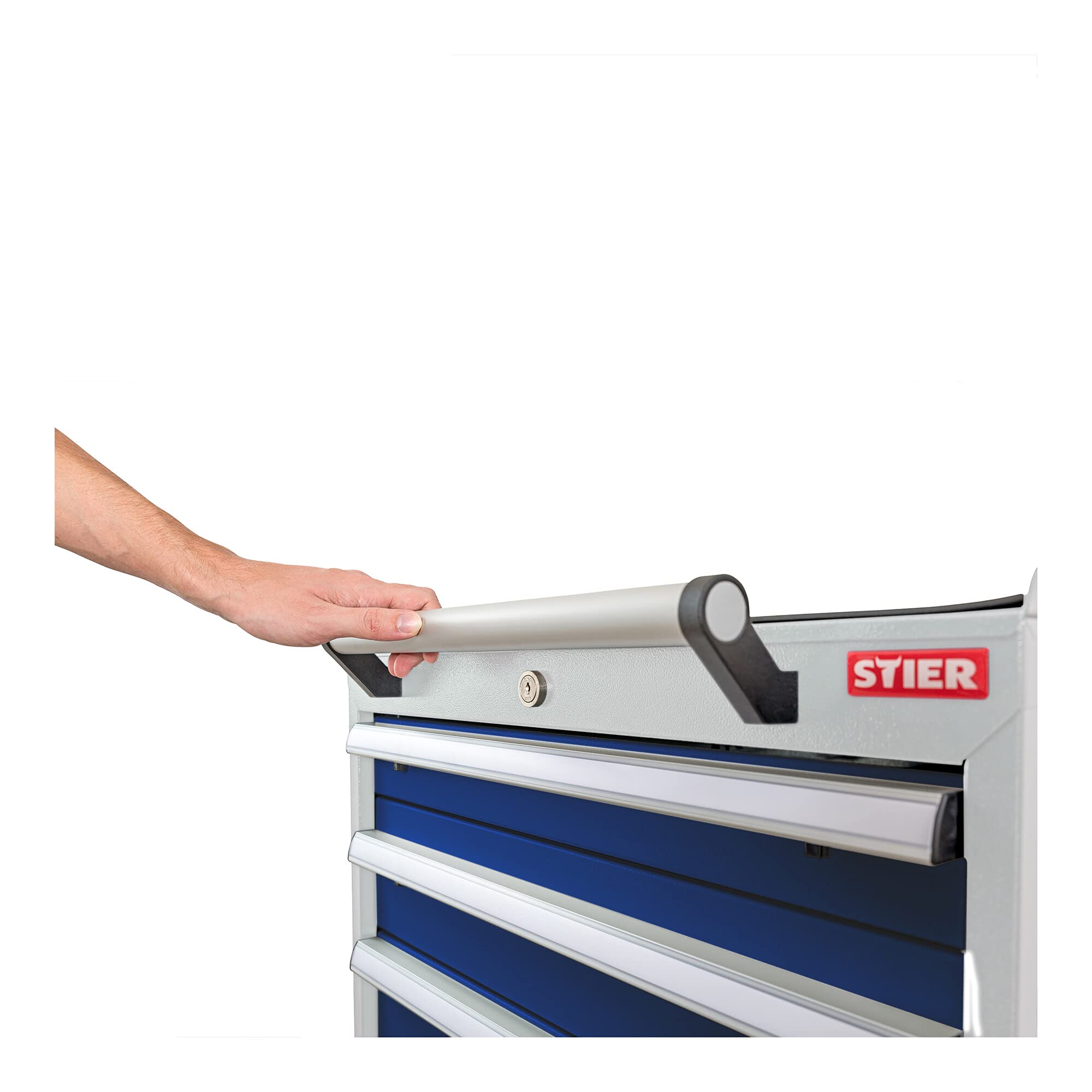STIER Mobiler Schubladenschrank mit 6 Schubladen, 600x575x1090, Enzianblau und