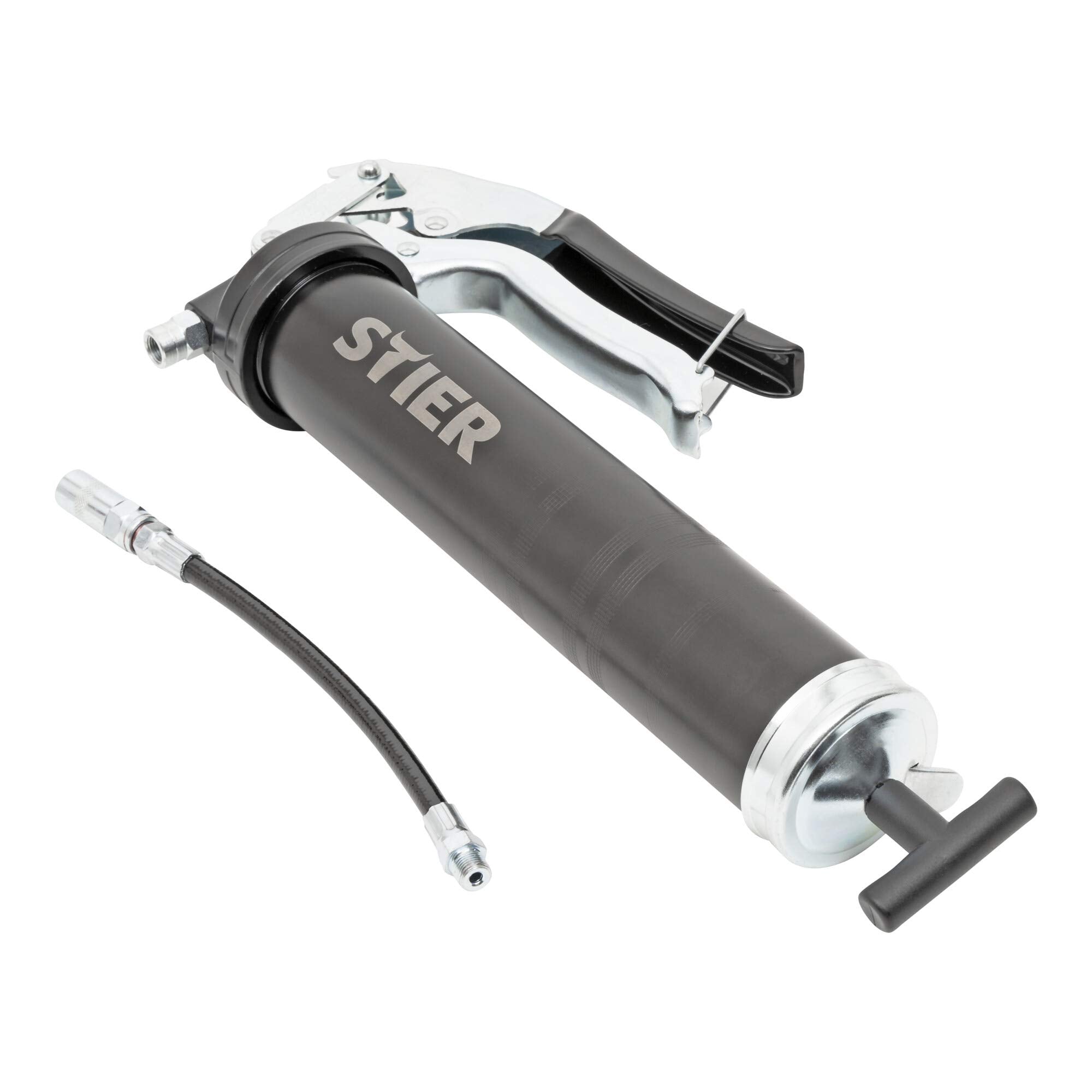 STIER Einhand-Fettpresse mit Nylonschlauch Arbeitsdruck 410 bar Schmierpresse
