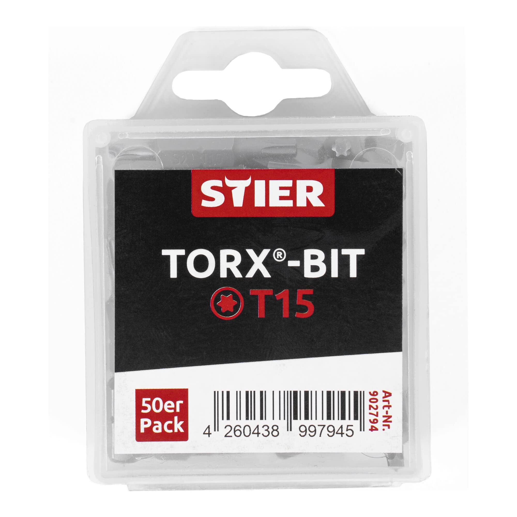 STIER TORX bit bulk pack 50 bits Bits T 15 - T 30 Length 25 mm Professional tool
