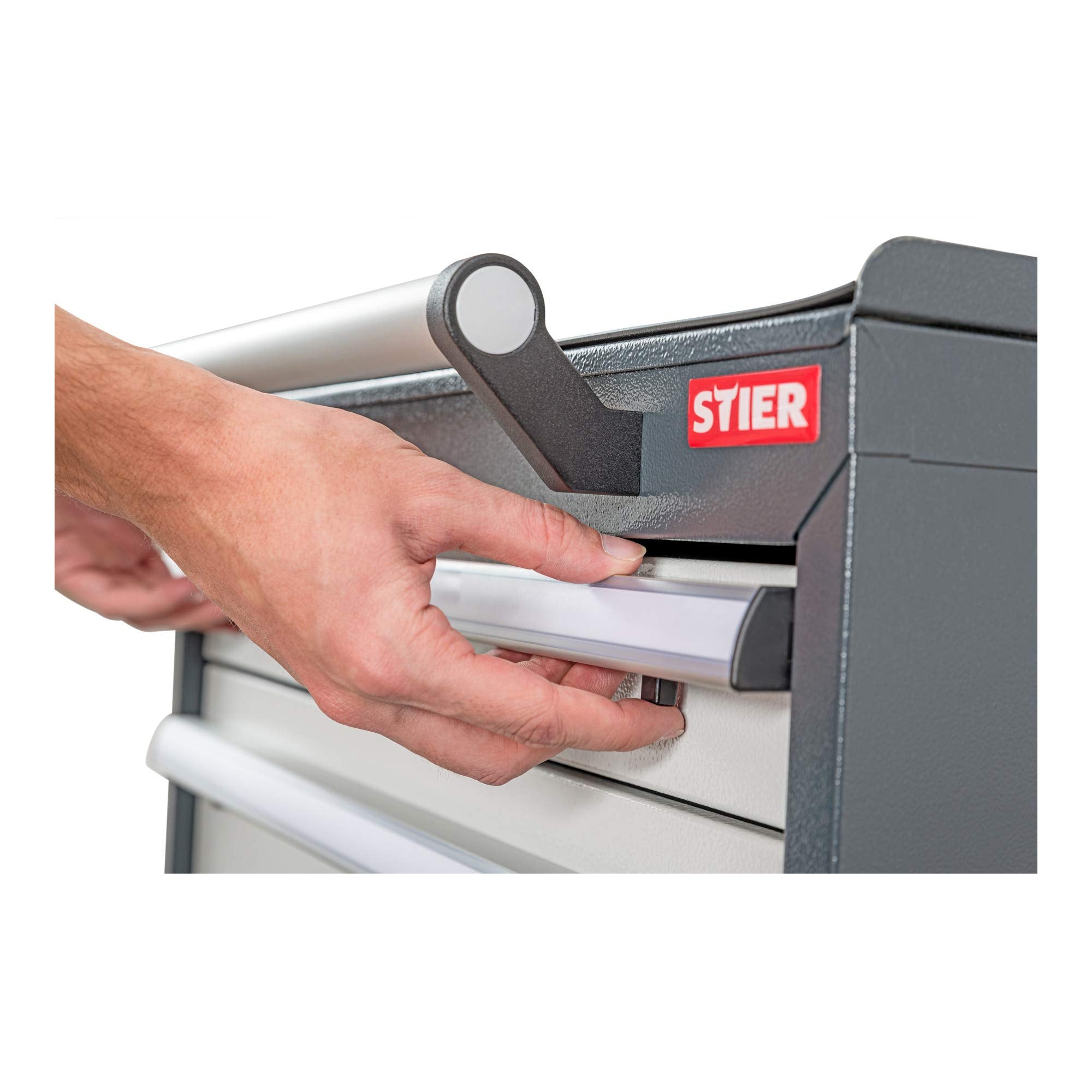 STIER Mobiler Schubladenschrank mit 6 Schubladen, 600x575x1090, Lichtgrau und