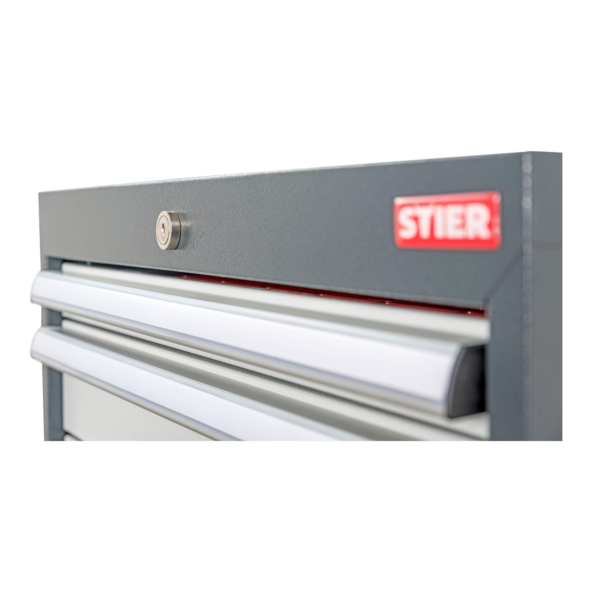 STIER Werkbank BxTxH 2000x600x860 mm mit 1 Schrankgehäuse der Breite 700 mm RAL
