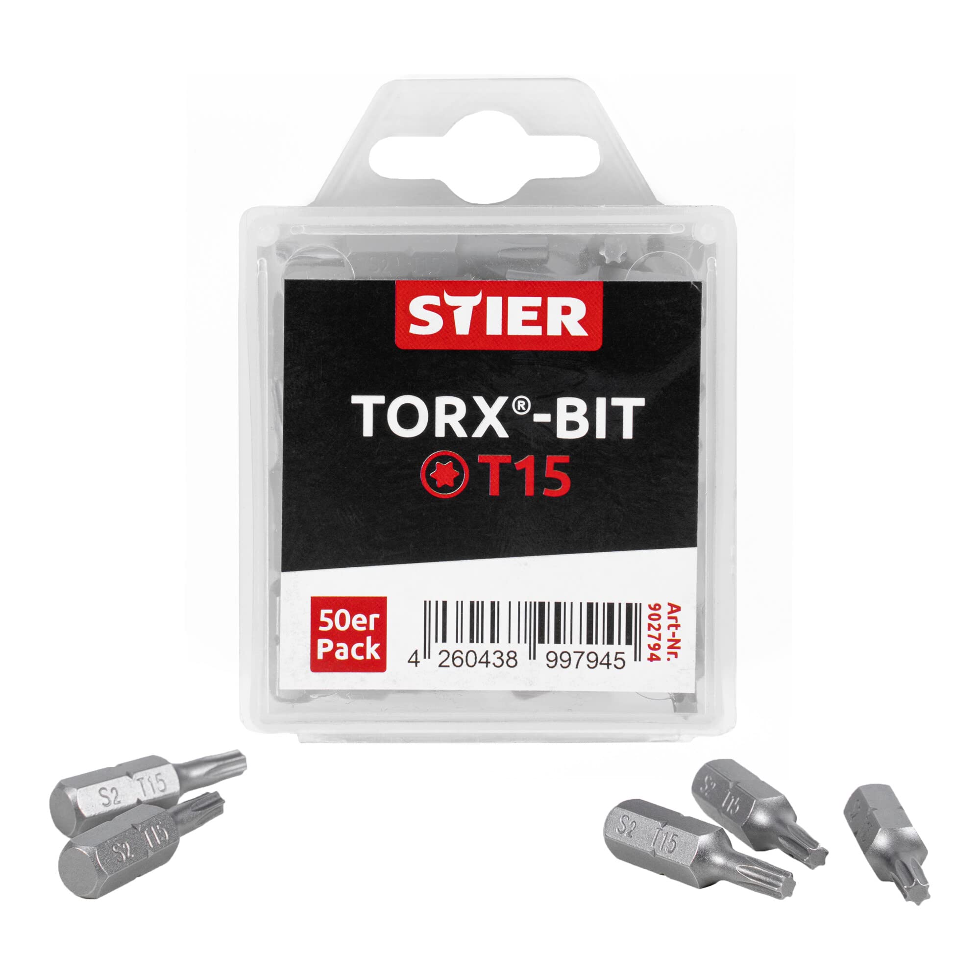 STIER TORX bit bulk pack 50 bits Bits T 15 - T 30 Length 25 mm Professional tool