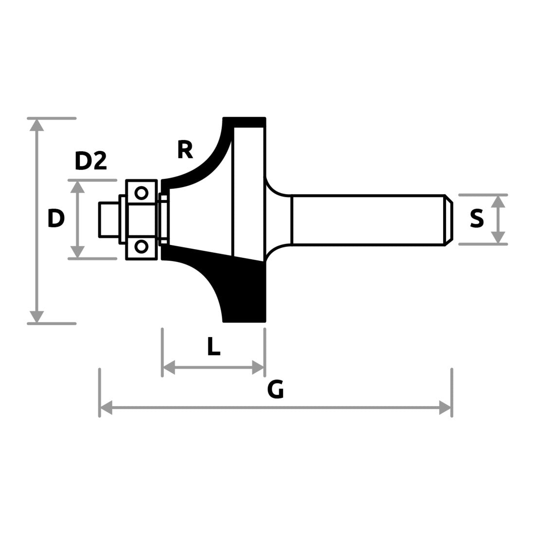 STIER rounding cutter with ball bearing 8 mm shank R6 round cutter cutter various sizes