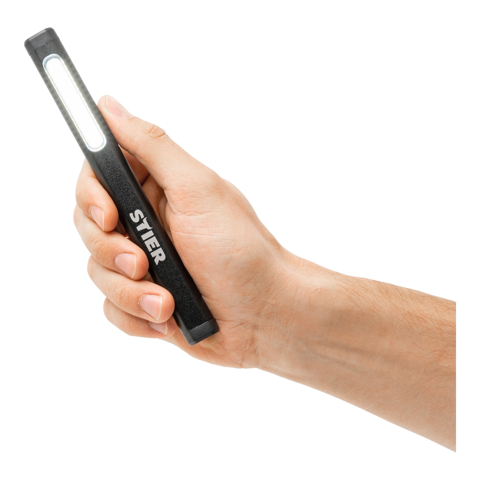 STIER battery COB LED pen light 200 lumens 750 mAh battery aluminum housing USB clip