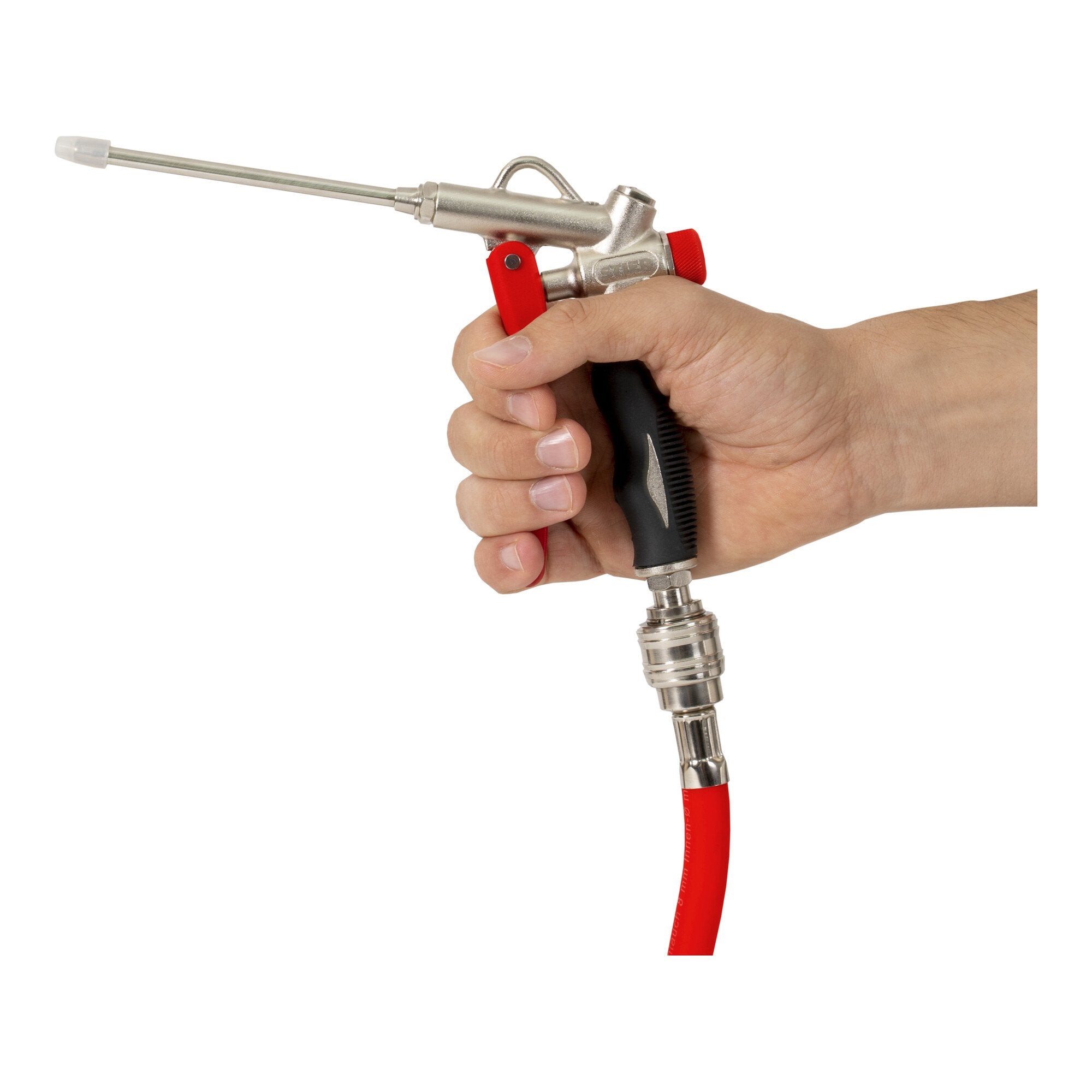 STIER blow gun with interchangeable nozzle and flow control 1/4 inch compressed air gun