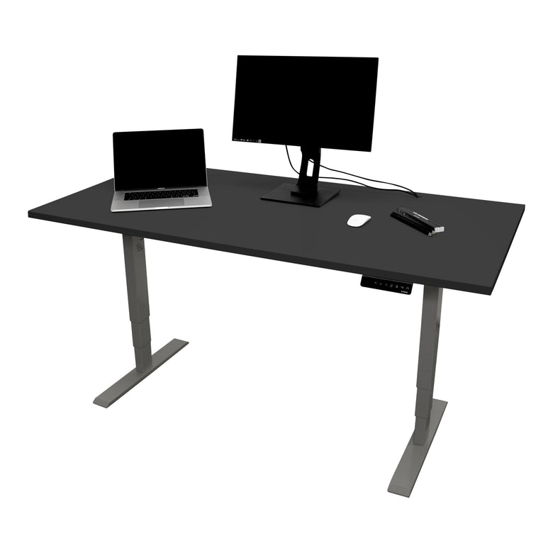 STIER Elektrisch höhenverstellbarer Schreibtisch THA 160x80cm schwarz/schwarz