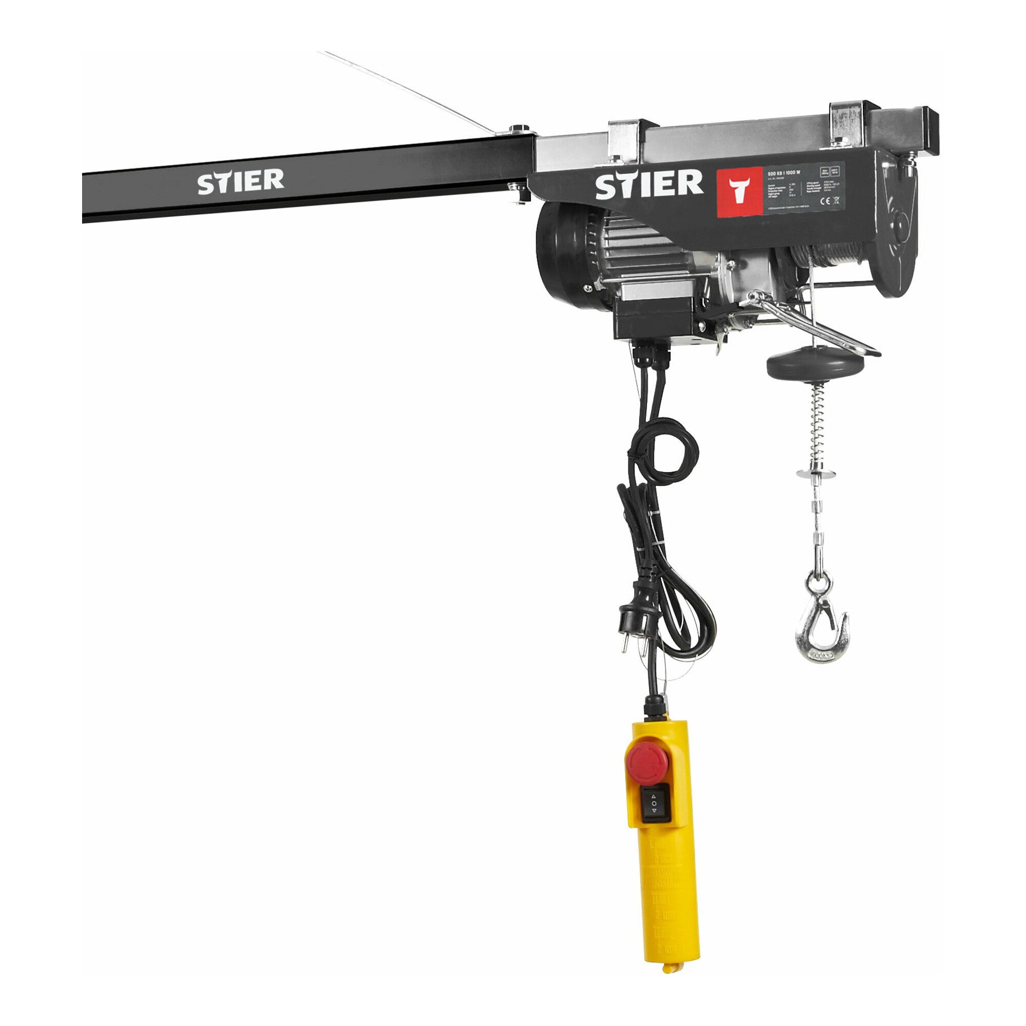 STIER Elektrischer Seilzug 250 bis 999kg Seilwinde Hebehöhe 12m 500 bis 900 W