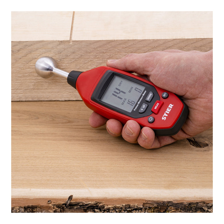 STIER Feuchtigkeitsmessgerät bis 40 mm Tiefe LCD-Display batteriebetrieben