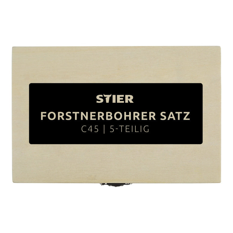 STIER Forstnerbohrer Set in Holz-Kasette 5-teilig (15 20 25 30 35 mm) 10 mm