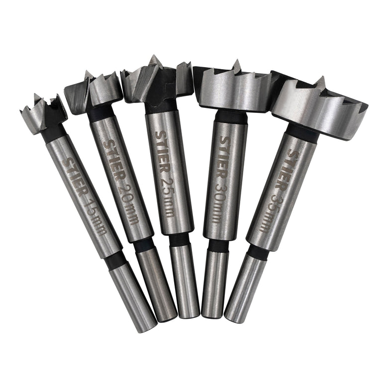 STIER Forstnerbohrer Set in Holz-Kasette 5-teilig (15 20 25 30 35 mm) 10 mm