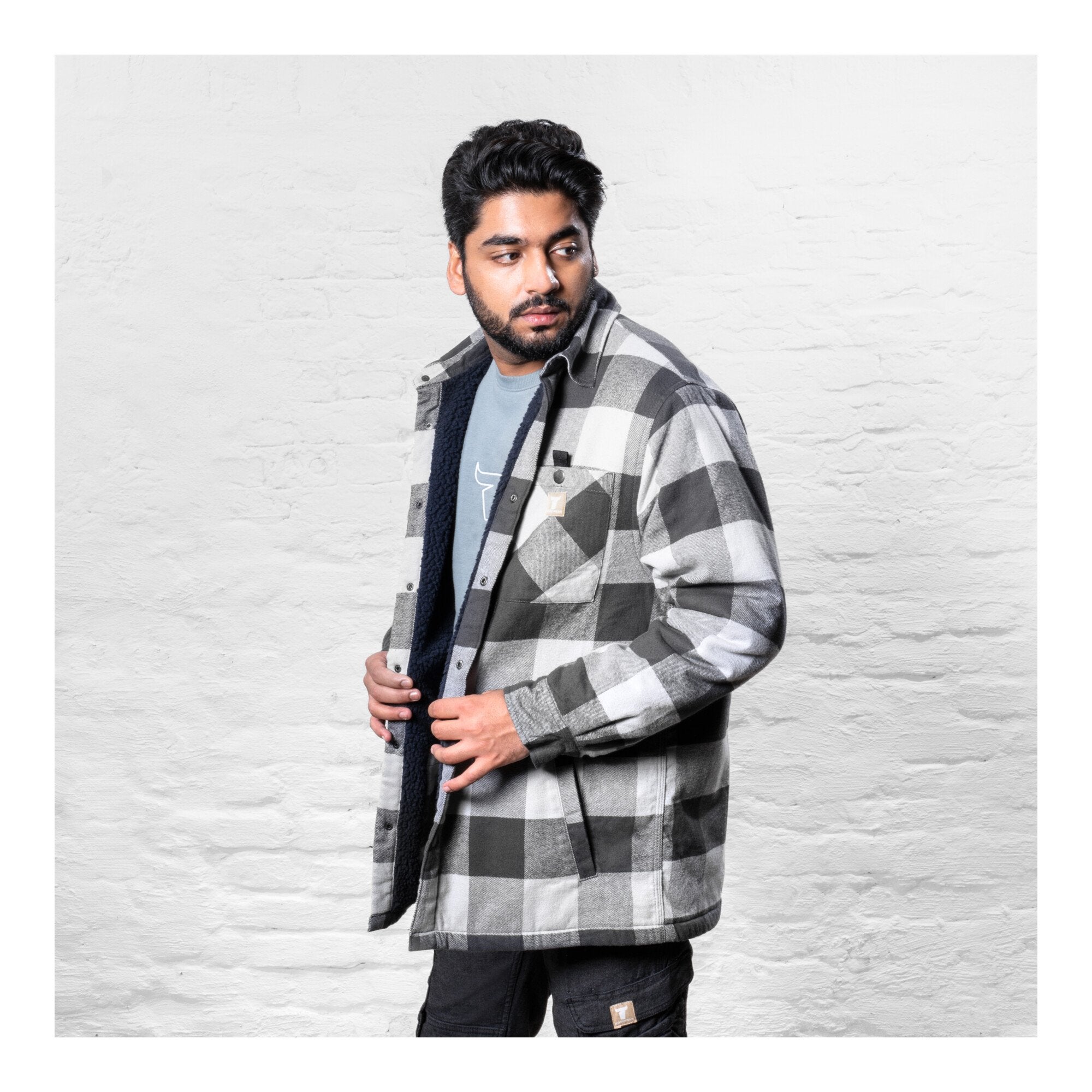 STIER Heavy Lumber Jacket bci cotton M buffalo plaid grey