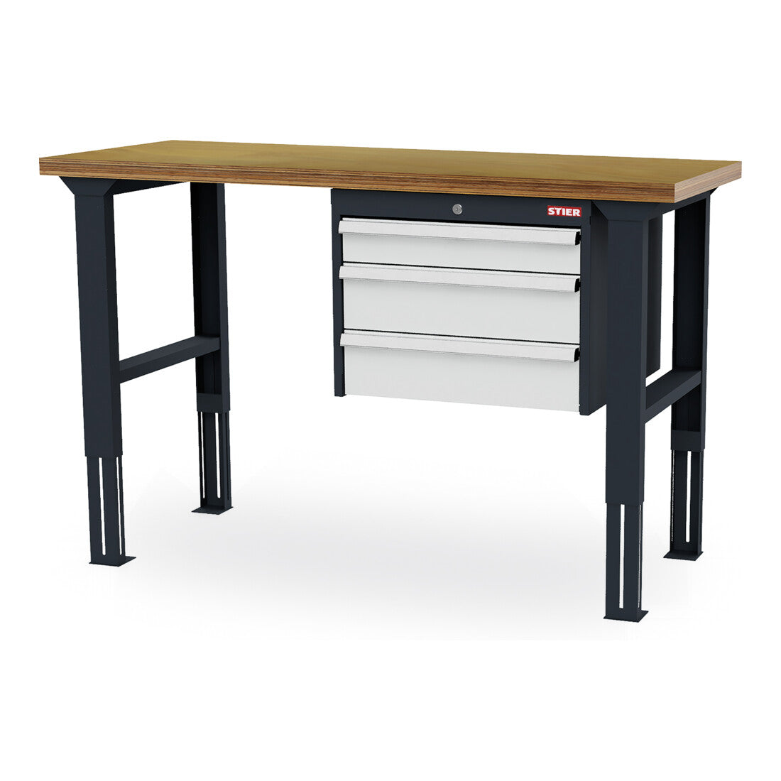 STIER height-adjustable workbench with 1x100 2x150 mm drawers WxDxH