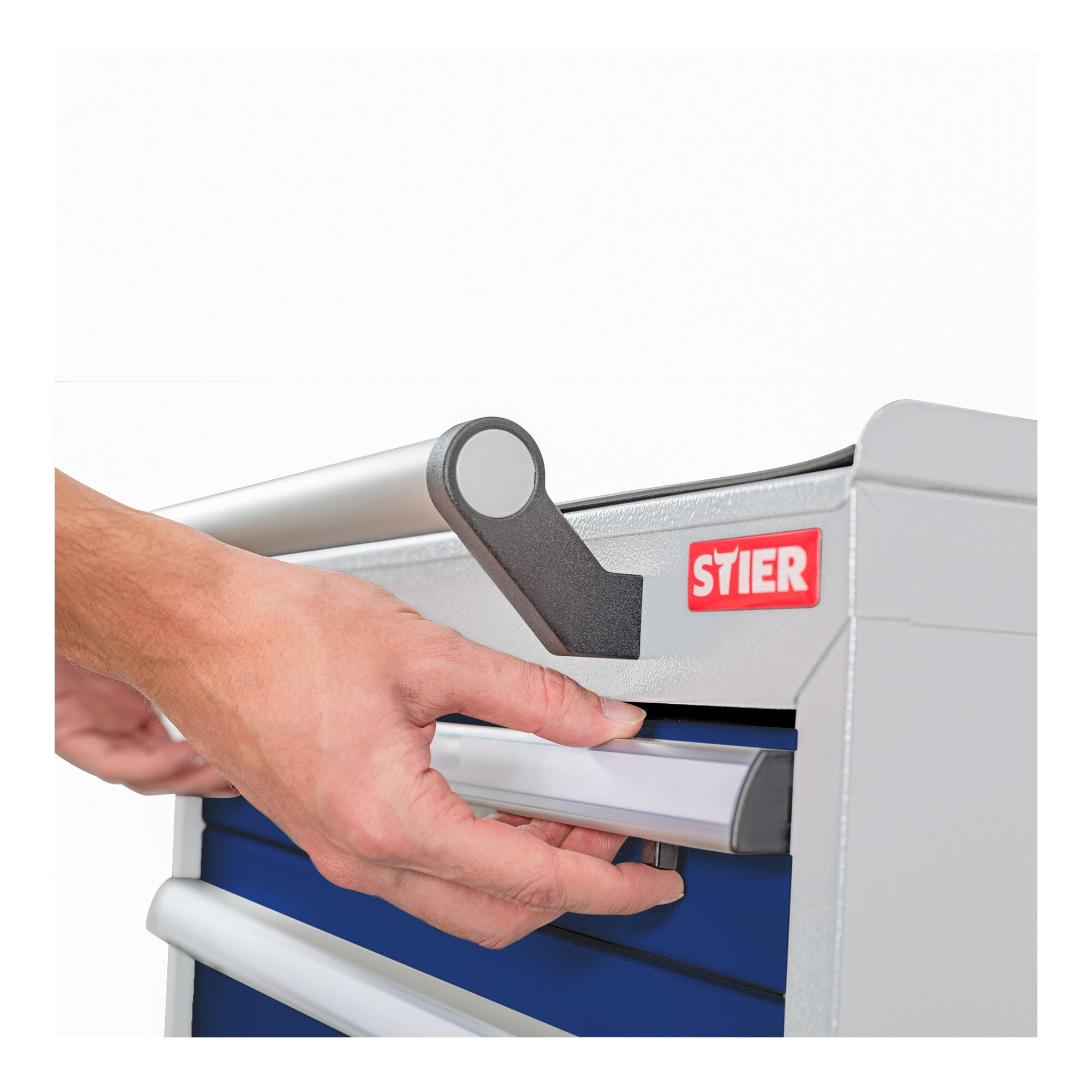 STIER Mobiler Schubladenschrank mit 6 Schubladen, 600x575x1090, Enzianblau und