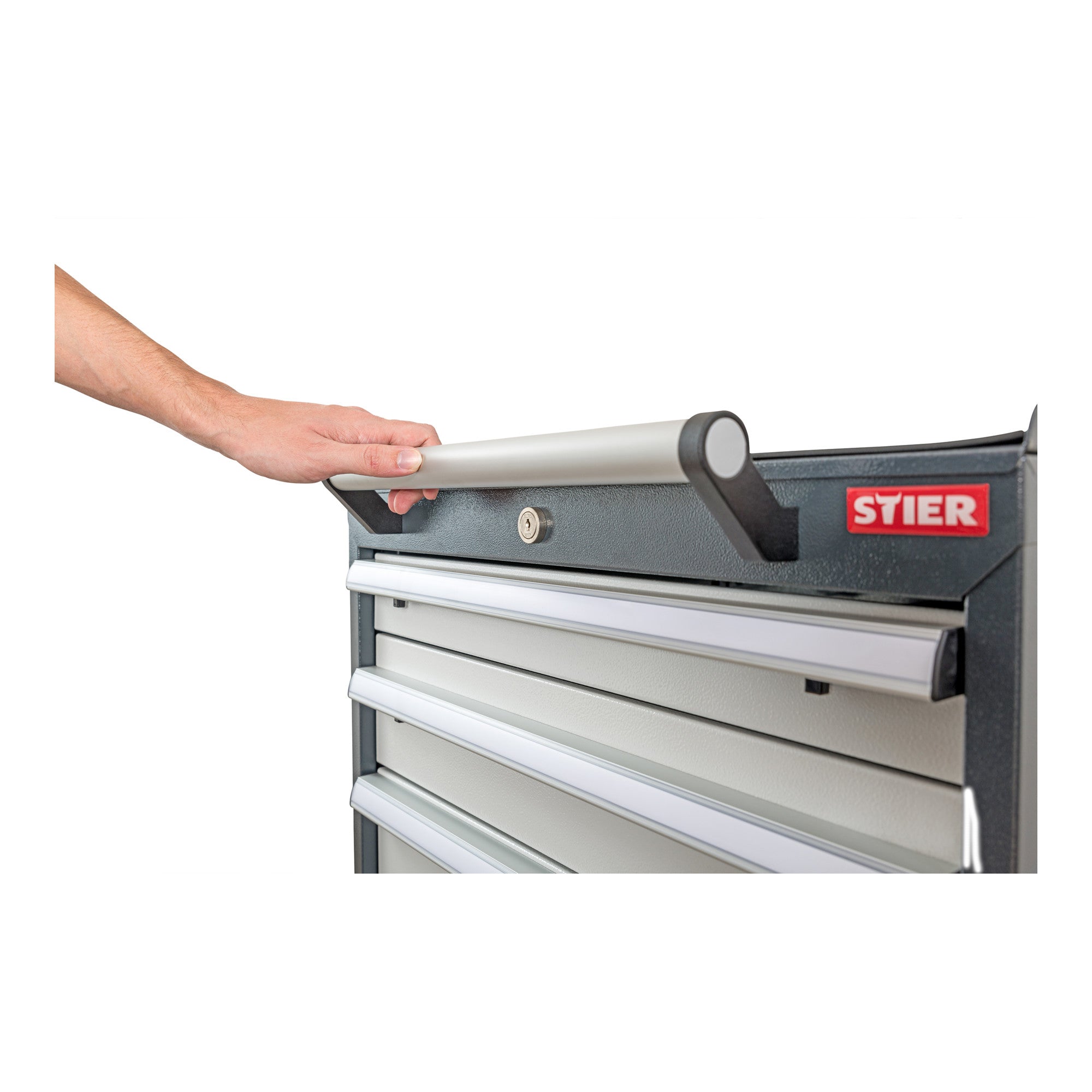 STIER Mobiler Schubladenschrank mit 6 Schubladen, 600x575x1090, Lichtgrau und