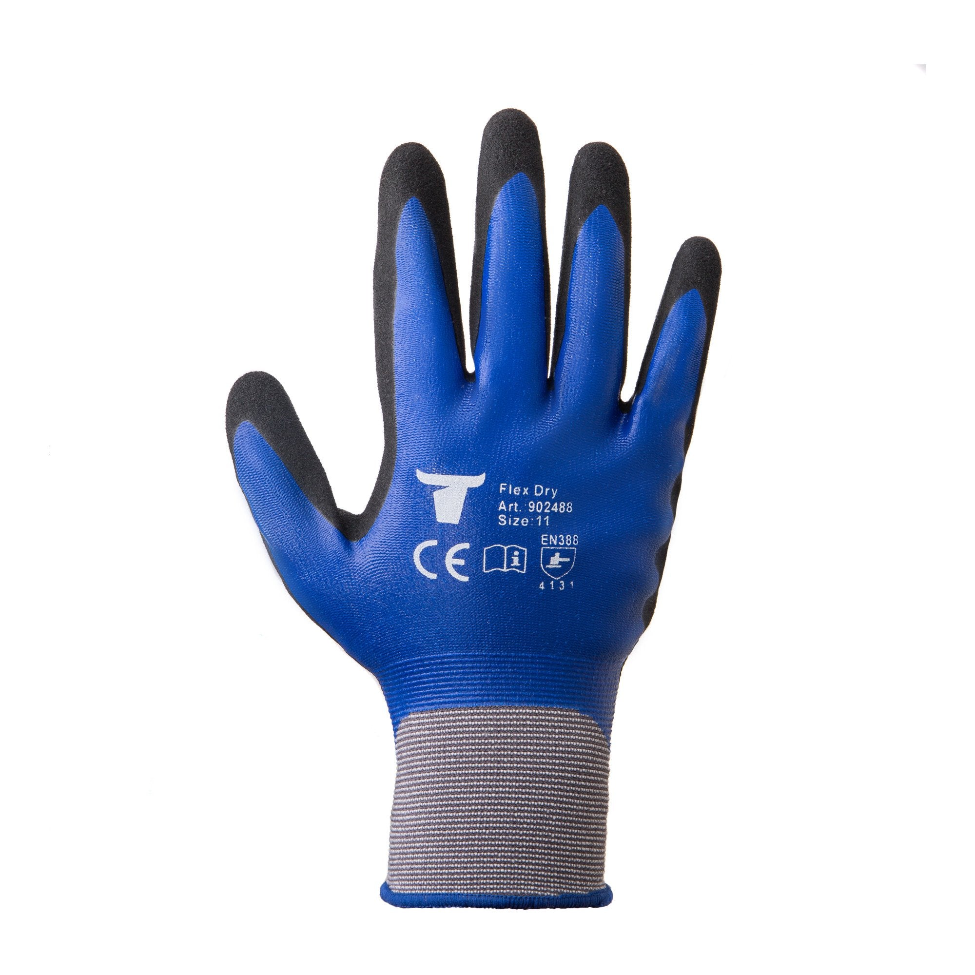 STIER assembly gloves, 12 pairs, Flex Dry, size 8, nitrile coated, comfortable to wear, abrasion and tear resistant, color, oil and water resistant