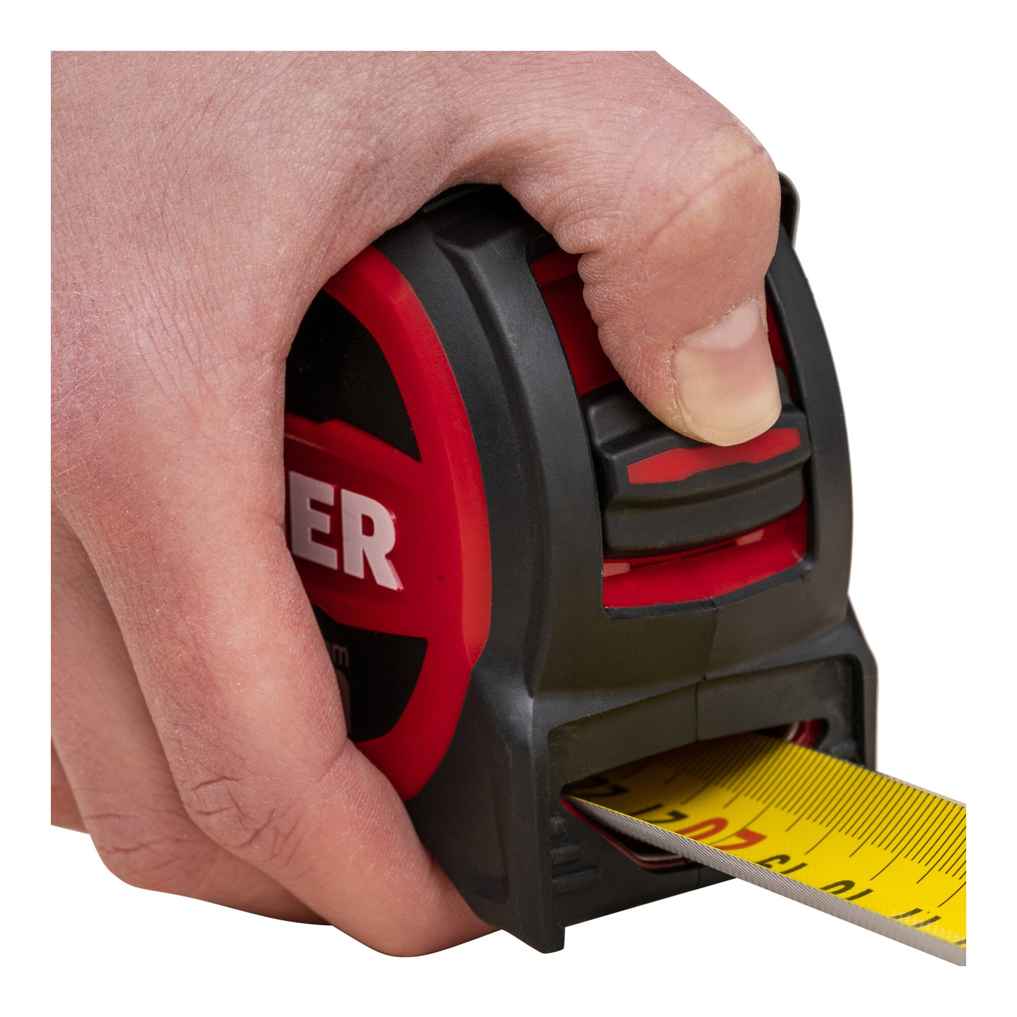 STIER Premium Taschenbandmaß | 5 m x 32 mm | mit Magnet und Edelstahlhaken für sicheren Halt | mit Gürtelclip