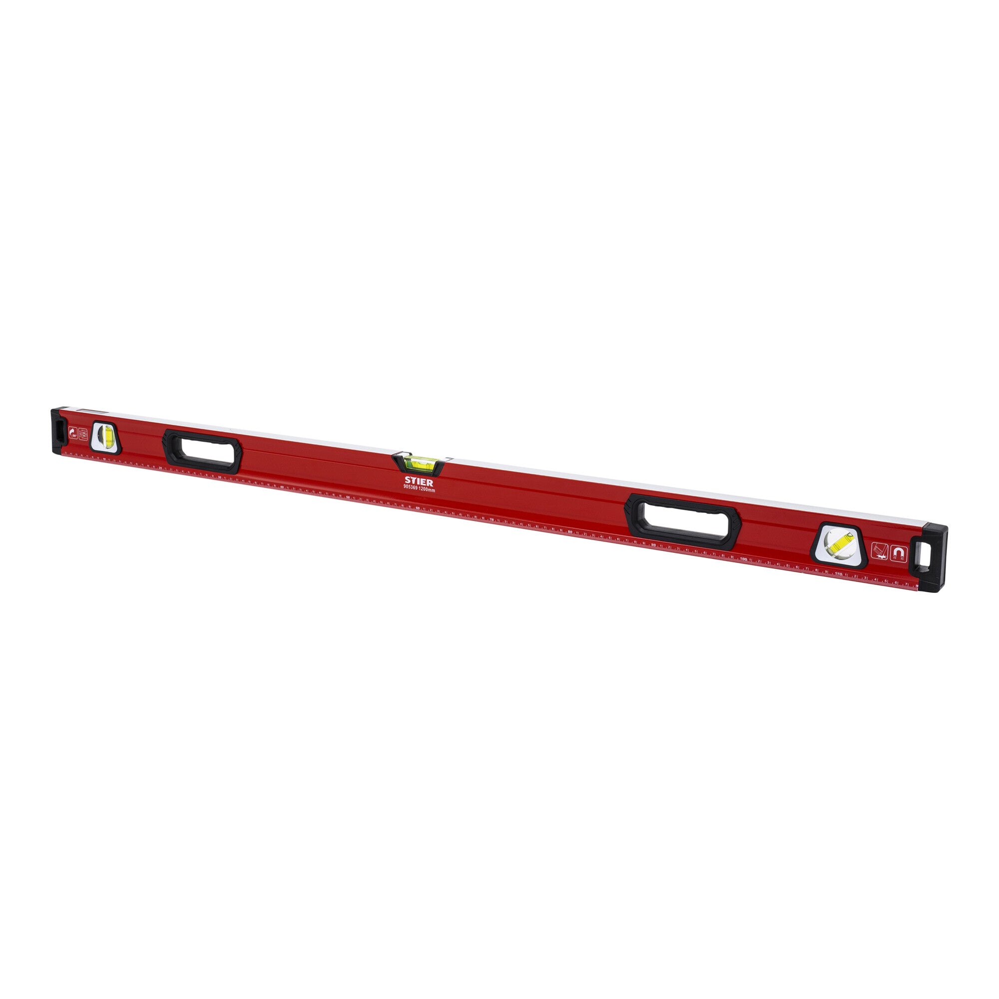 STIER Premium Wasserwaage mit Magnet und drei Libellen 40 bis 200 cm
