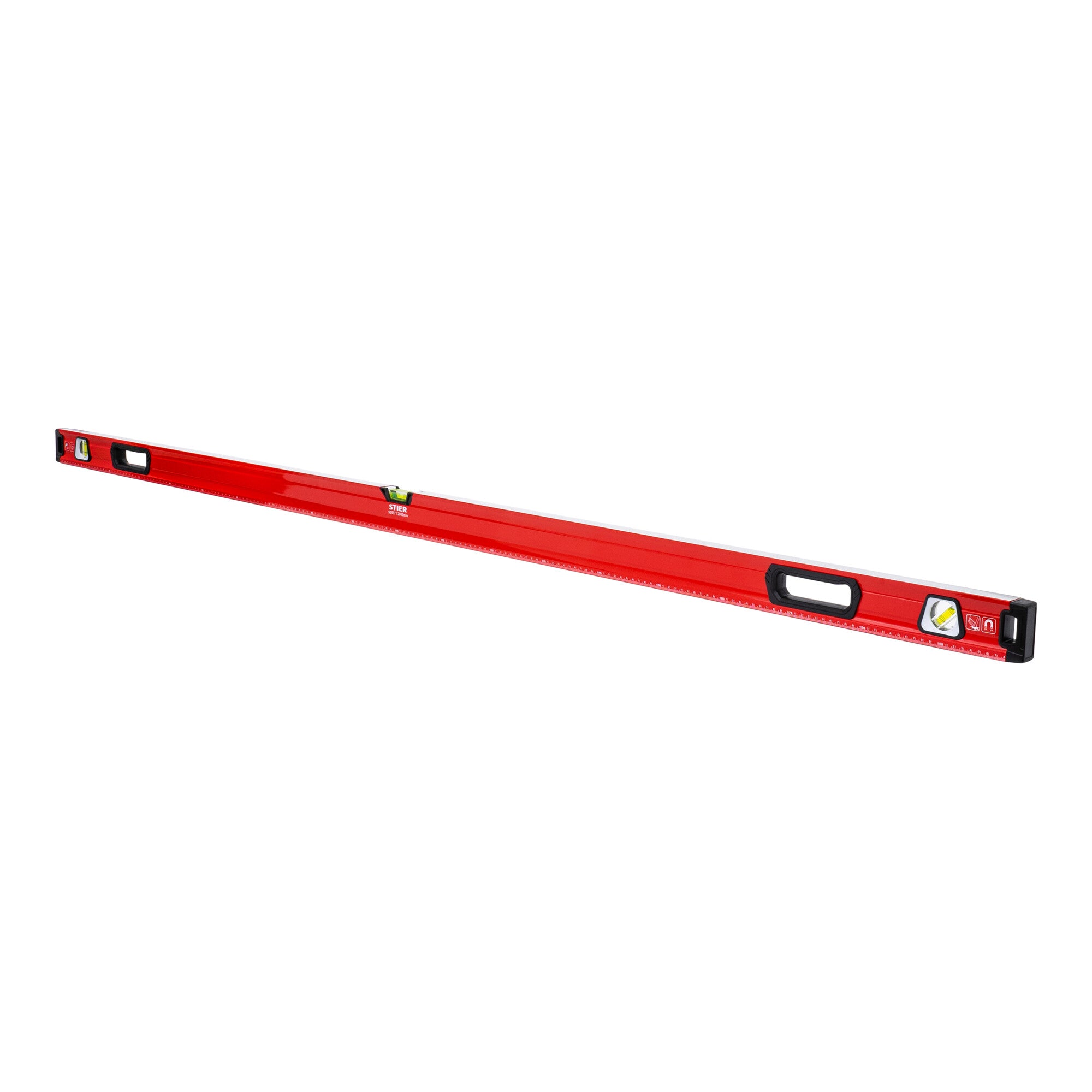 STIER Premium Wasserwaage mit Magnet und drei Libellen 40 bis 200 cm