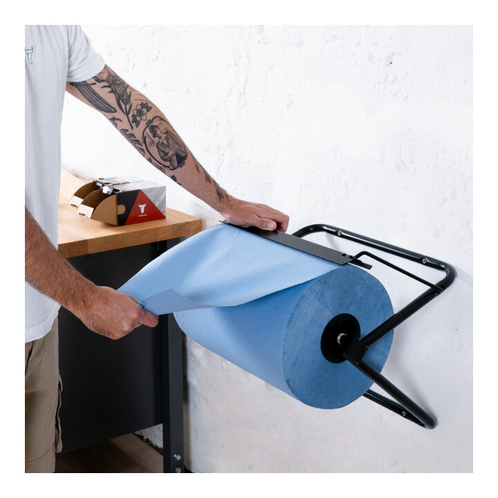 STIER cleaning paper roll wall holder LxH 440x300mm with robust tear-off rail