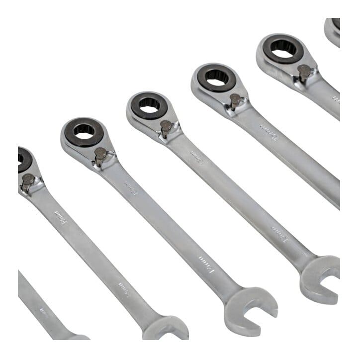 STIER Ringstop combination ratchet wrench set, 7 pieces, sizes 8 | 10 | 12 | 13 | 15