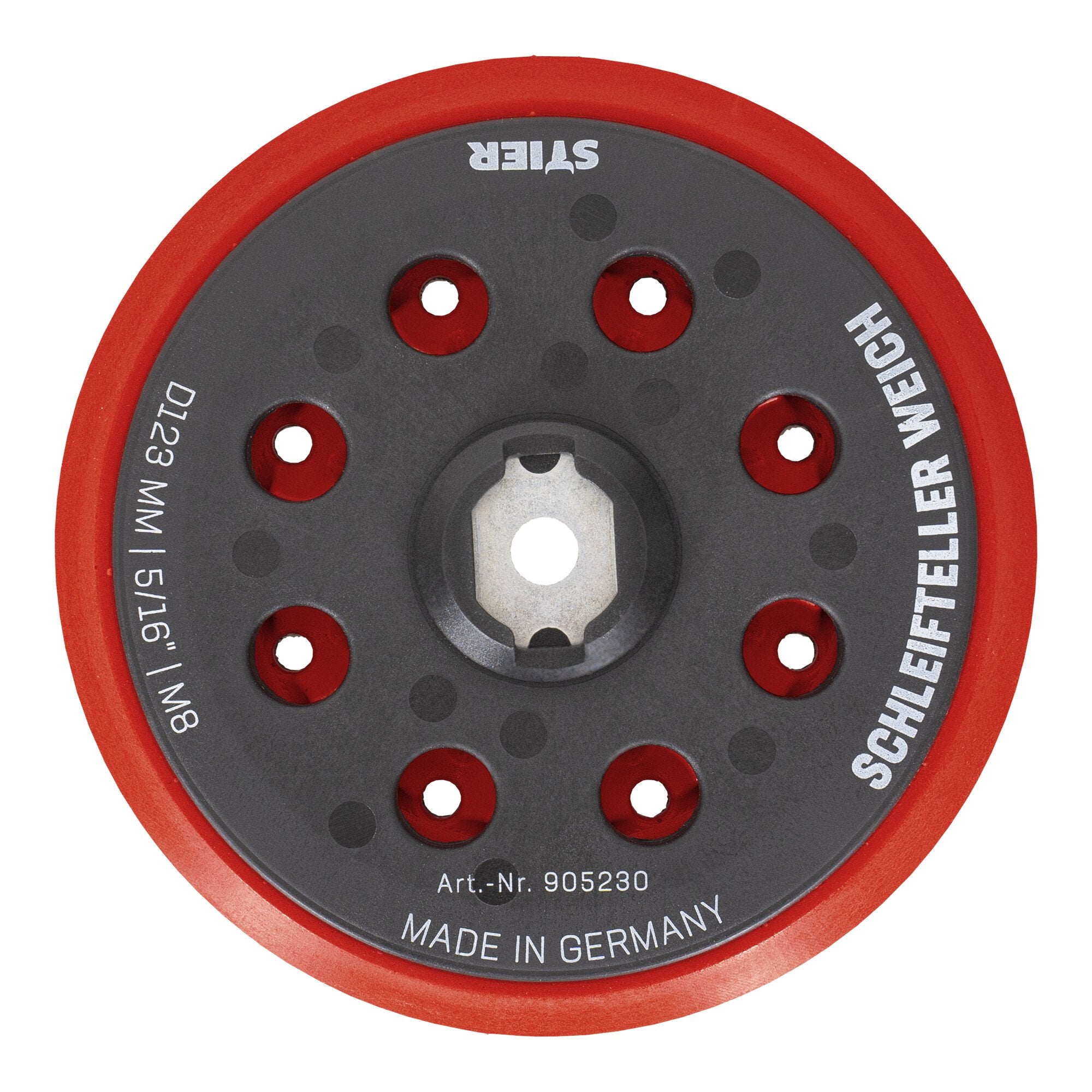STIER Schleifteller Stützteller weich D123mm 5/16“ M8 für Exzenterschleifer