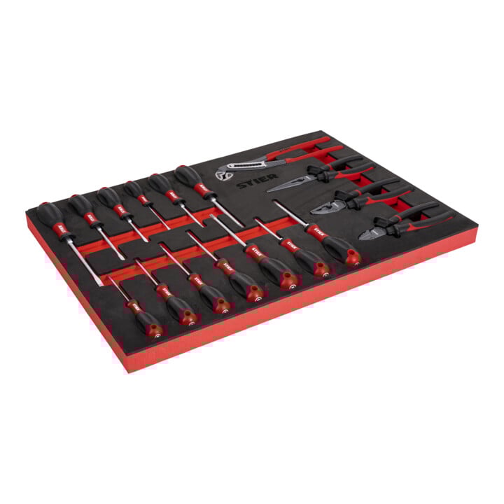 STIER screwdriver pliers set 17-piece chrome-vanadium steel in