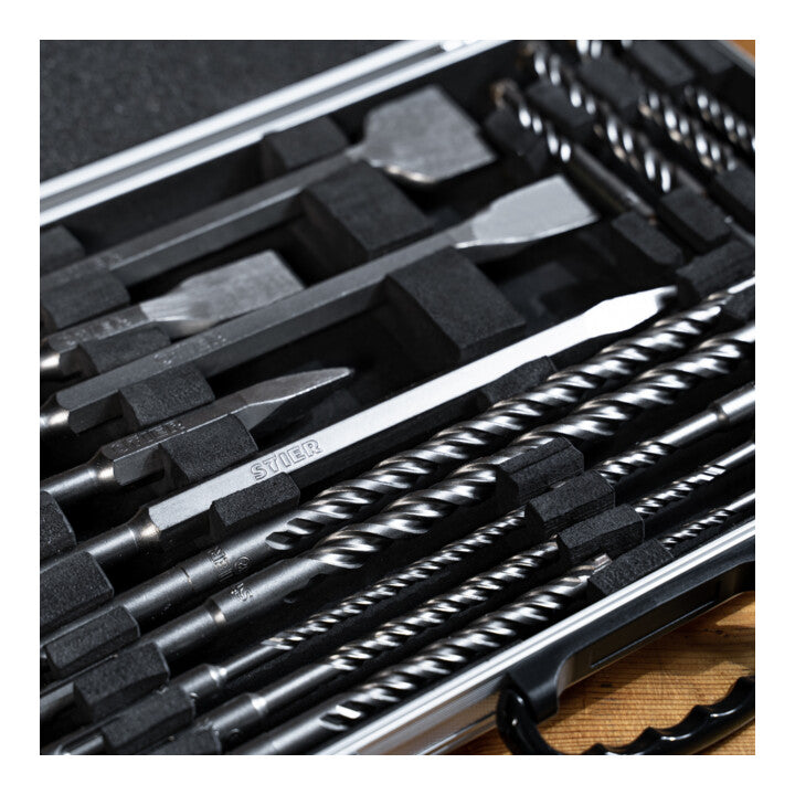 STIER SDS-Plus drill and chisel set, 17 pieces