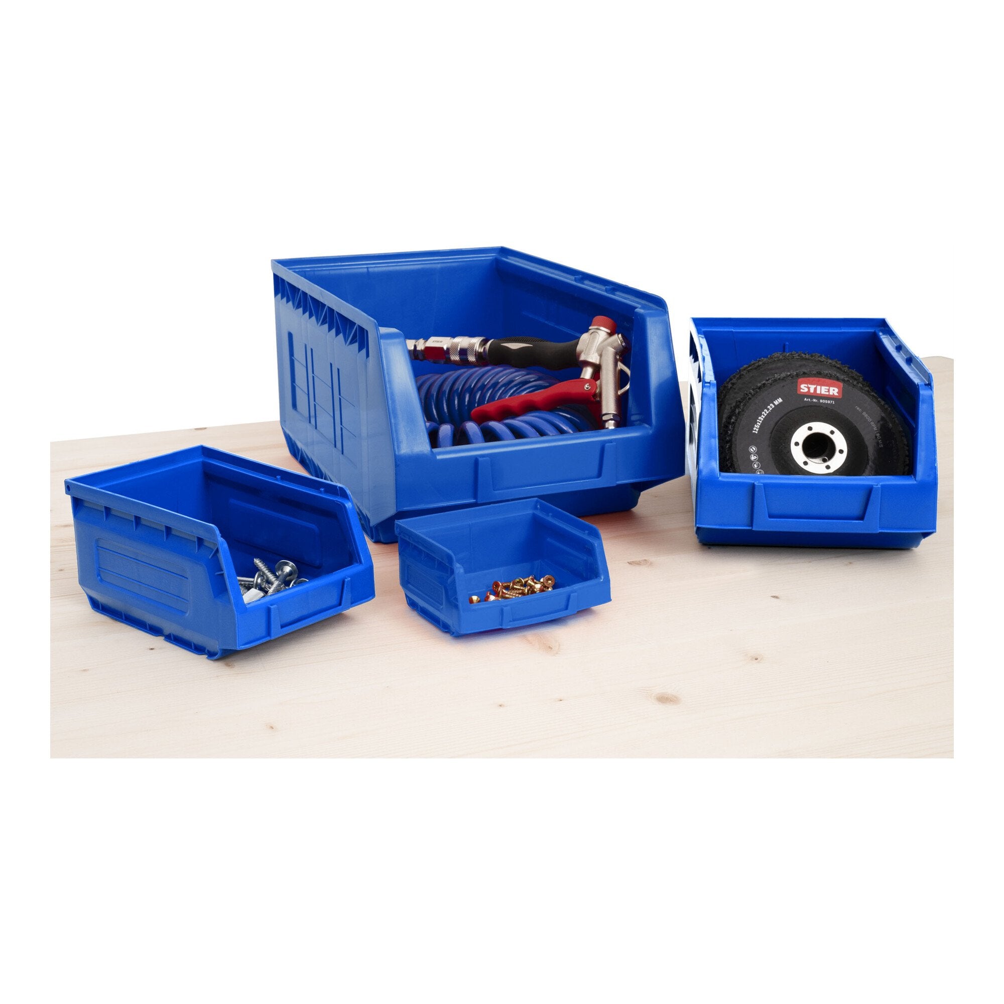 STIER open-fronted storage box blue 100x82x52mm