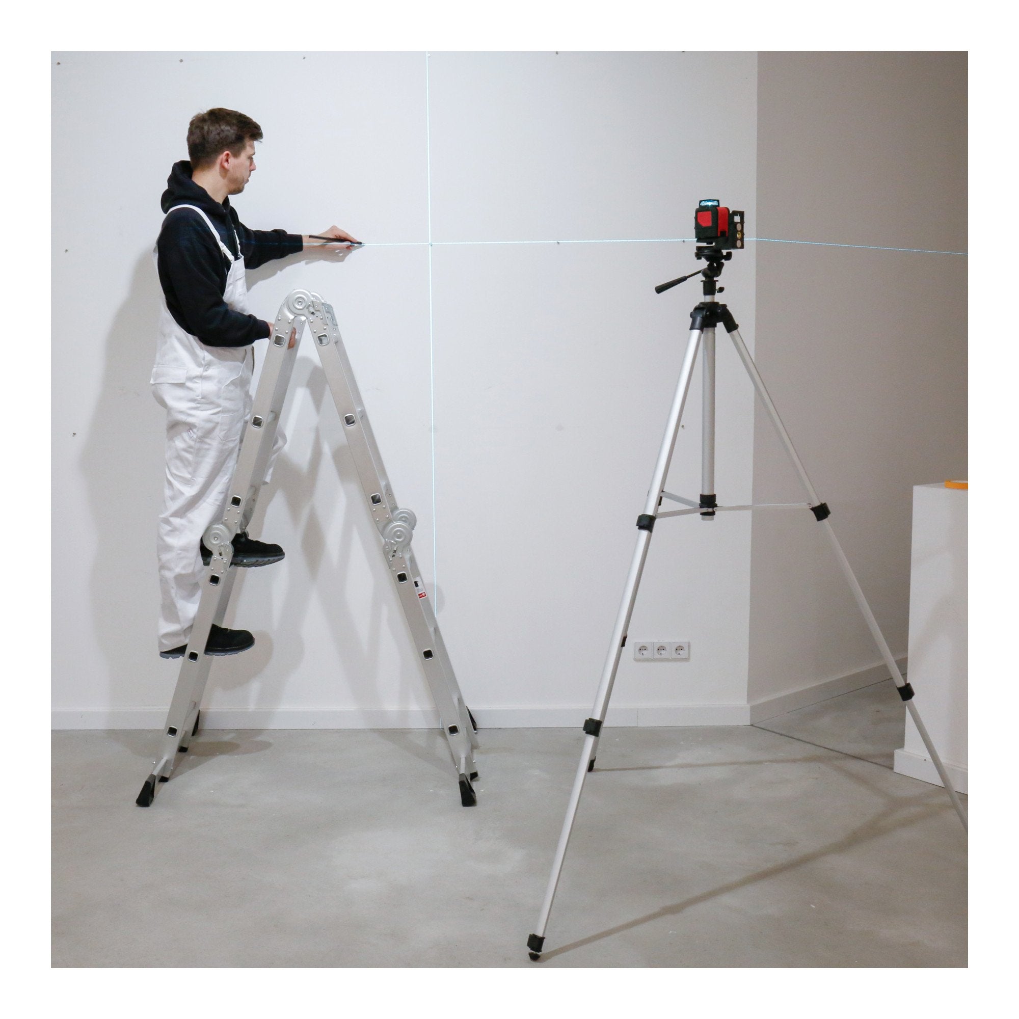 STIER Tripod 250 Construction Tripod Aluminum Housing 250 cm for Laser and Leveling Devices