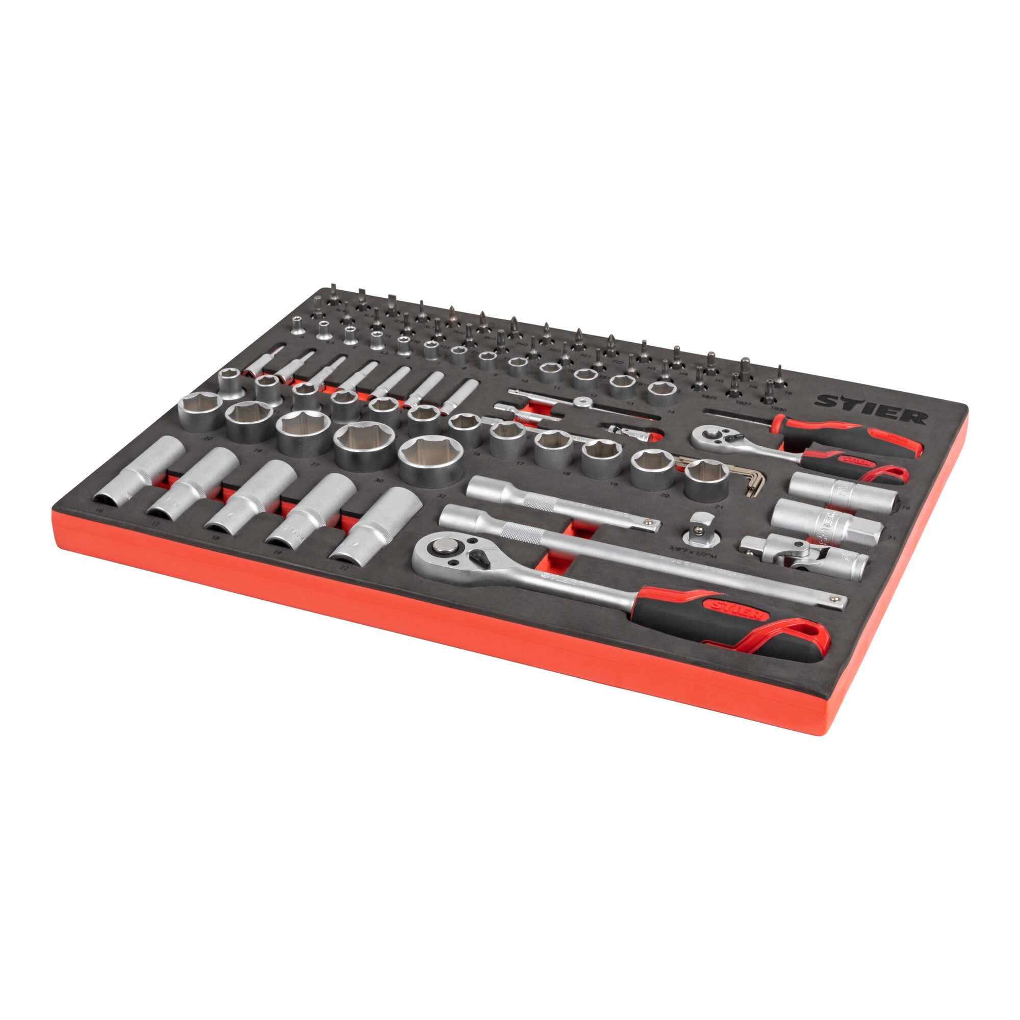 STIER socket wrench set 92 pieces chrome vanadium steel 1/4 inch 1/2 inch with