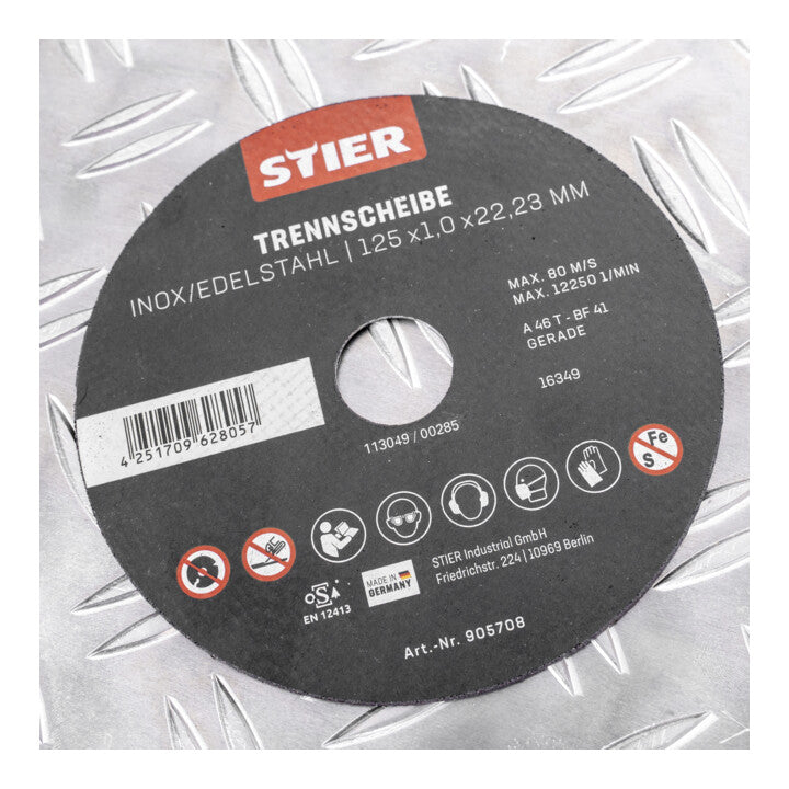 STIER Trennscheibe Edelstahl 125 x 1,0 x 22,23 mm Form gerade