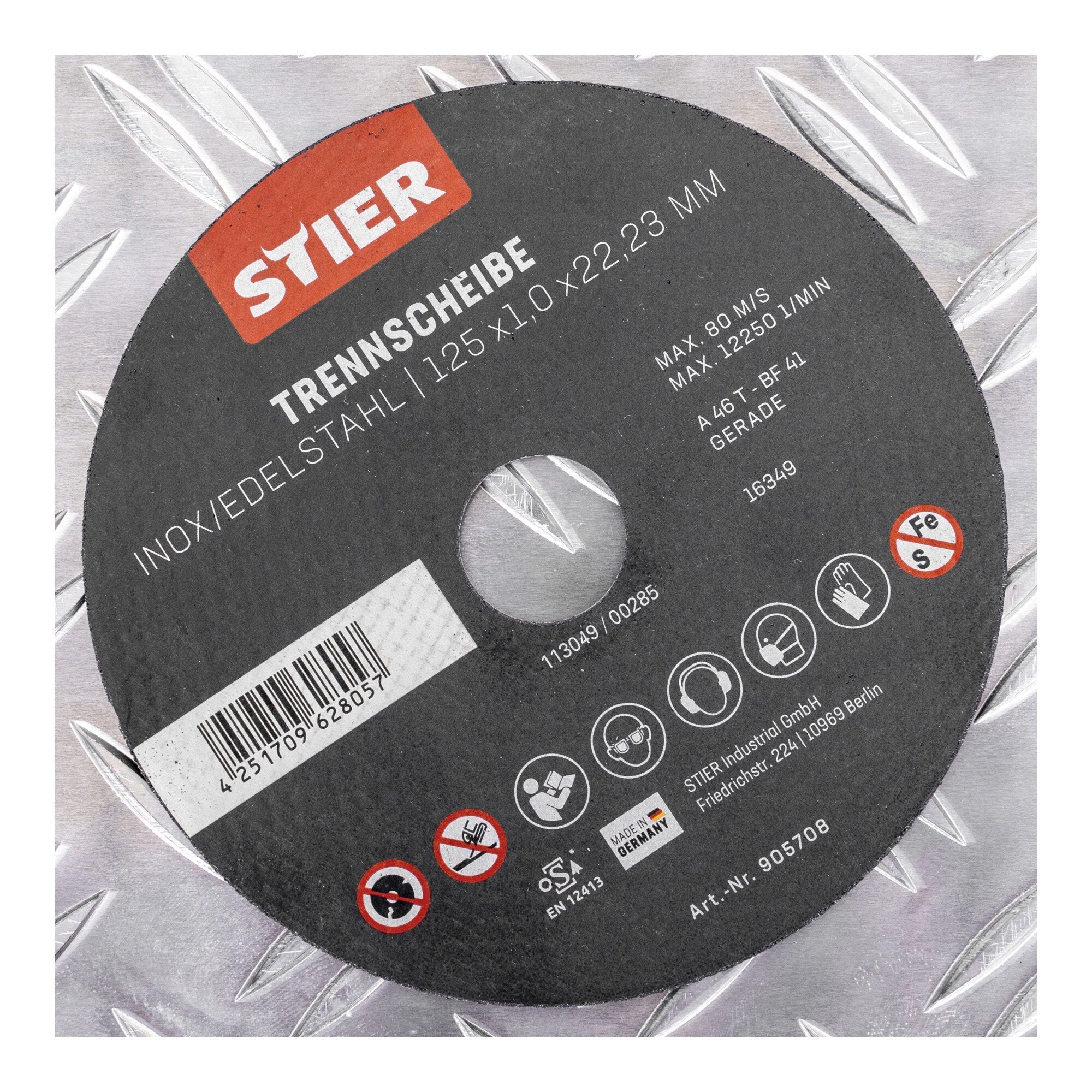 STIER Trennscheibe Edelstahl 125 x 1,0 x 22,23 mm Form gerade