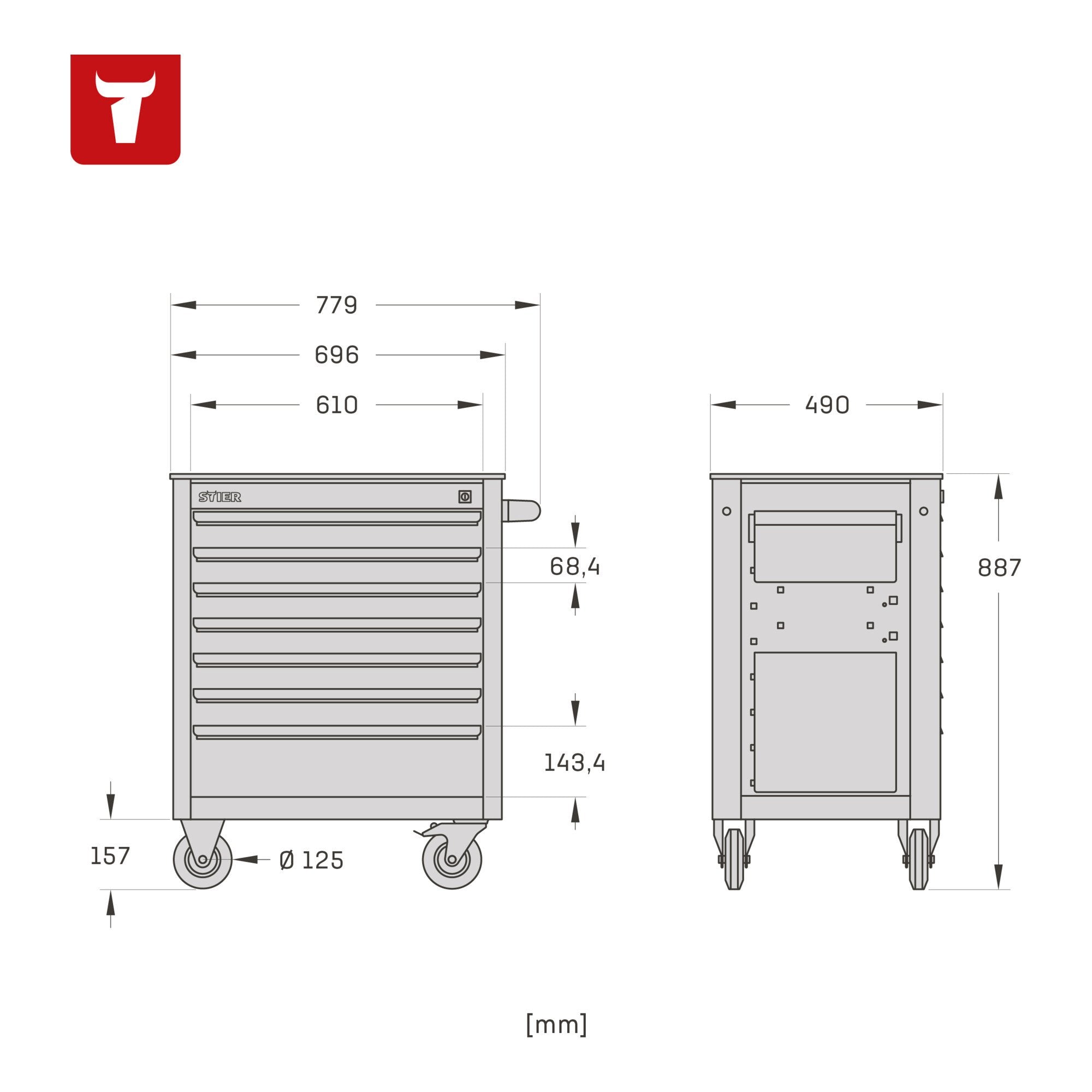 STIER Workshop Trolley Red
