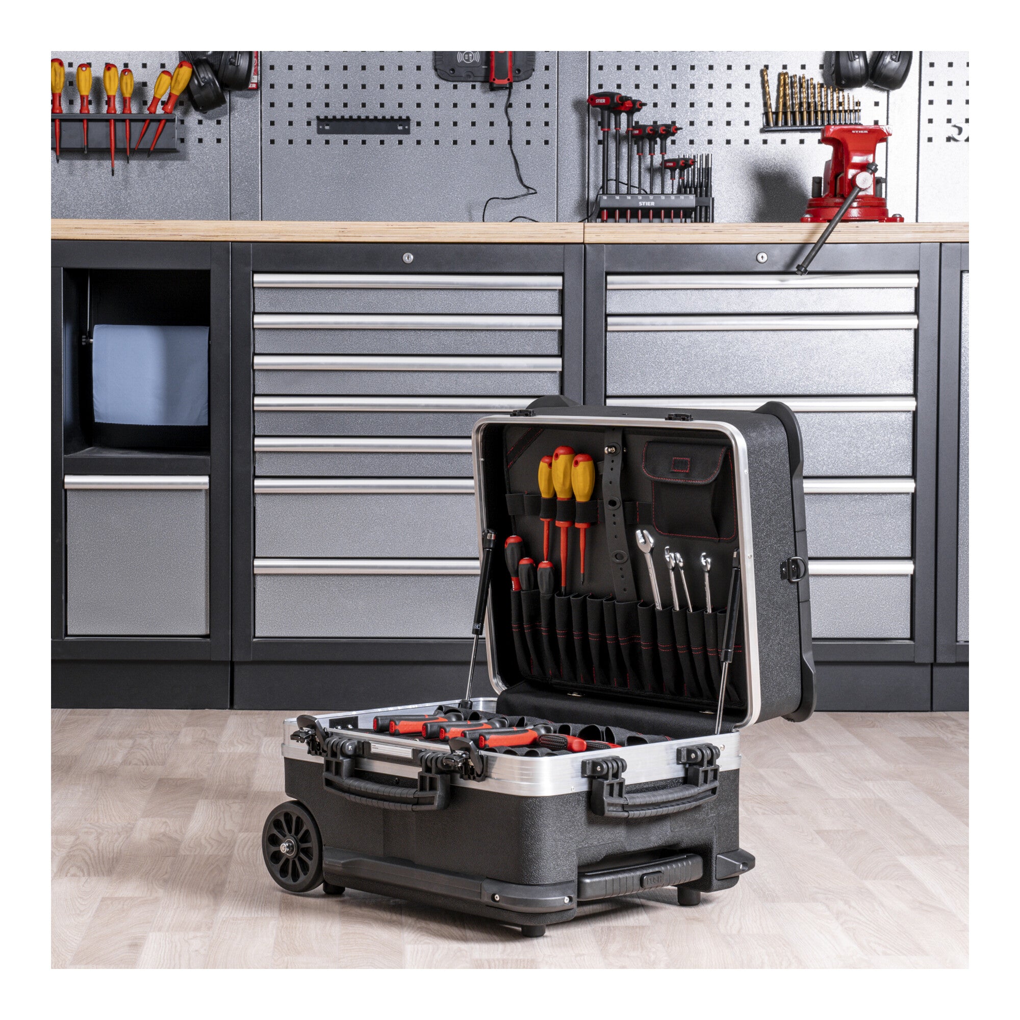 STIER Werkzeugtrolley Premium mit TSA-Schlössern | Werkzeugkoffer |