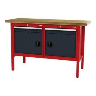 STIER workbench with 2 drawers and 2 doors WxDxH 1500x600x960 mm RAL 3020 / RAL