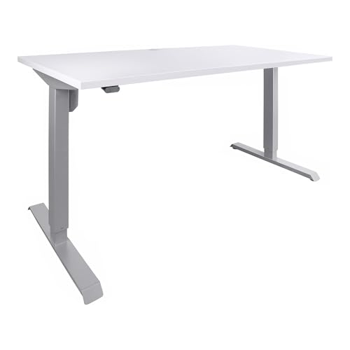 STIER Elektrisch höhenverstellbarer Schreibtisch 501-33, Tischgestell mit Tischplatte 100x80 cm, Weiß mel., Ergonomischer Steh-Sitz-Tisch stufenlos verstellbar 68-118 cm