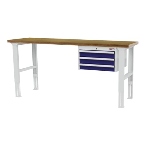STIER height-adjustable workbench with 3x100 mm drawers WxDxH 1500x600x760-1060