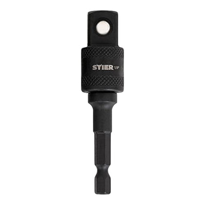 STIER Bit Adapter, 1/4 Zoll Antrieb, Vierkant hohl, Aufnahme von Steckschlüssel-Einsätzen, Stecknüsse, Schnellverschluss-System für Bohrmaschinen und Schrauber geeignet, Stecknuss Adapter