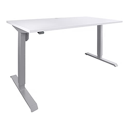 STIER Elektrisch höhenverstellbarer Schreibtisch 501-33, Tischgestell mit Tischplatte 100x80 cm, Weiß mel., Ergonomischer Steh-Sitz-Tisch stufenlos verstellbar 68-118 cm