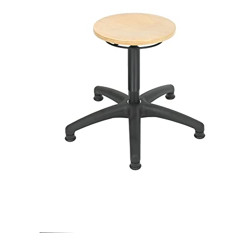 STIER work stool with glides, seat height 410-600 mm, natural beech