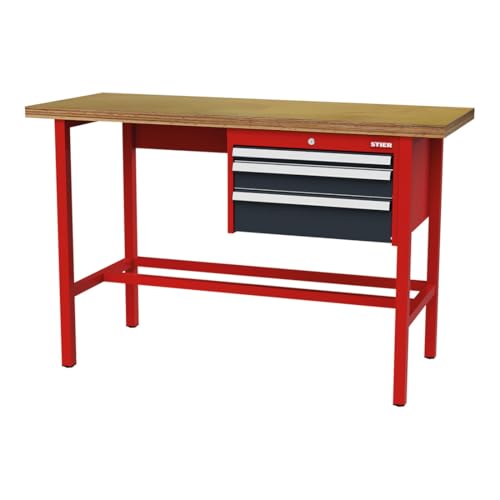 STIER Werkbank mit 1x50 1x100 1x150 mm Schubladen BxTxH 1500x600x960 mm RAL 3020